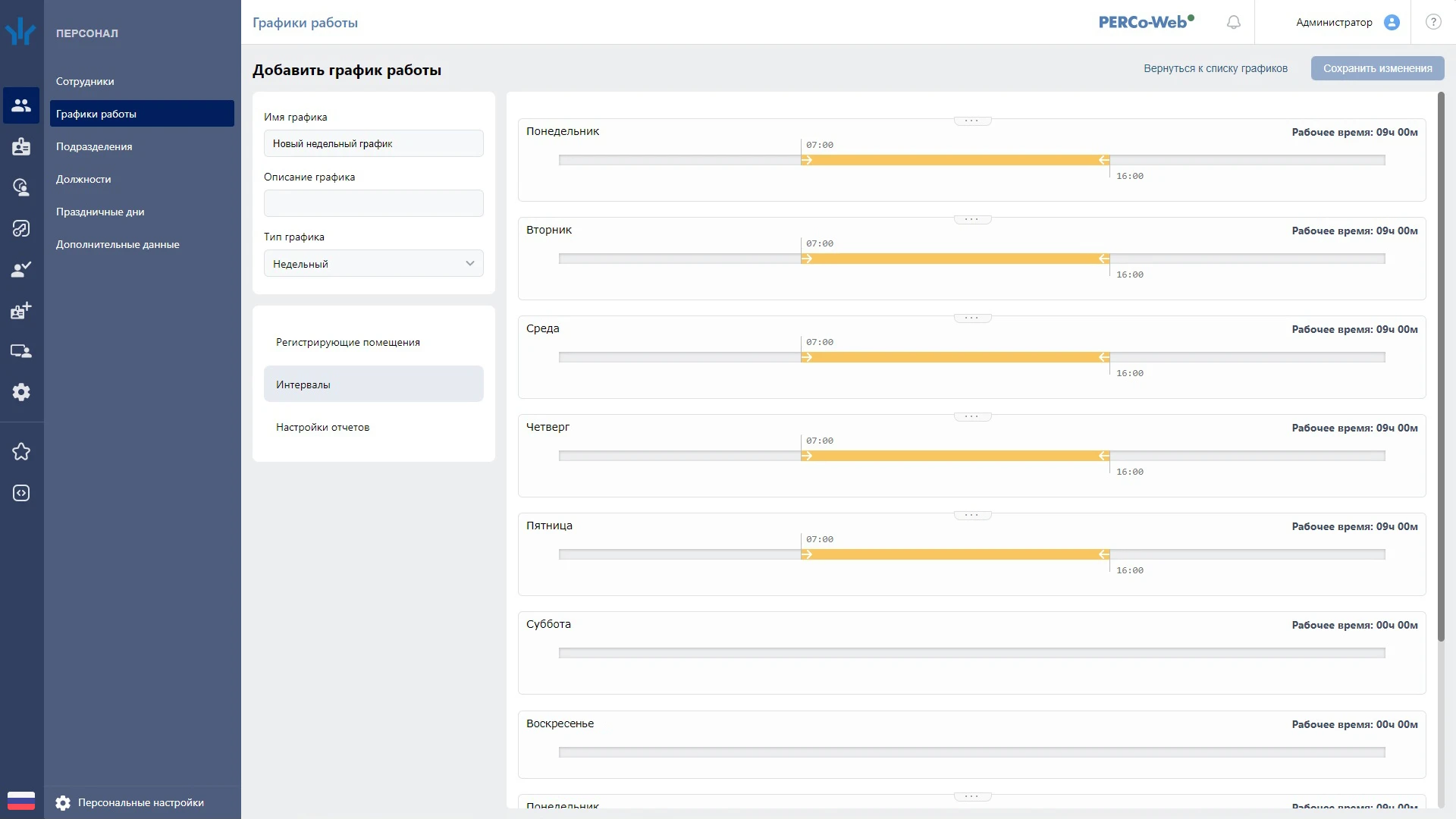 PERCo. Учет рабочего времени программа
